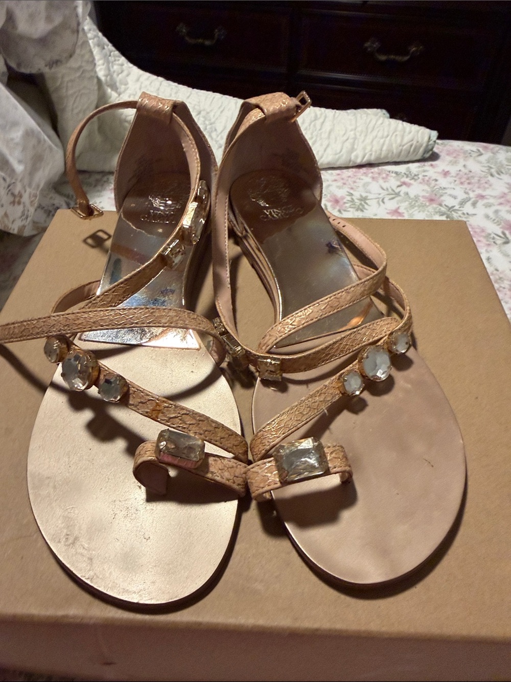 Jeweled Nude Strappy Women’s Sandals